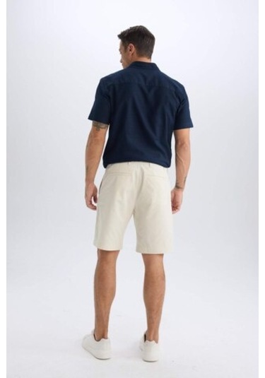 Defacto %100 Pamuk Regular Fit Gabardin Bermuda Şort C7684ax25sper117 Ekru