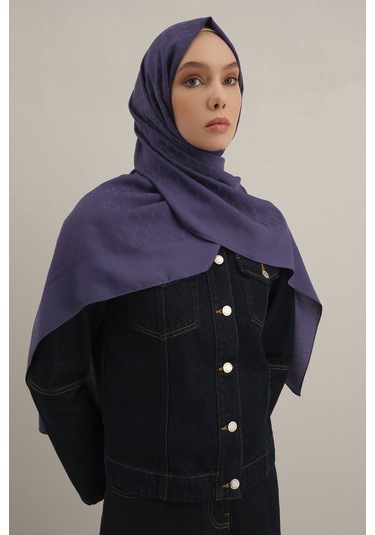 Mor Link Desen Bambu Cotton Şal 68 Mor
