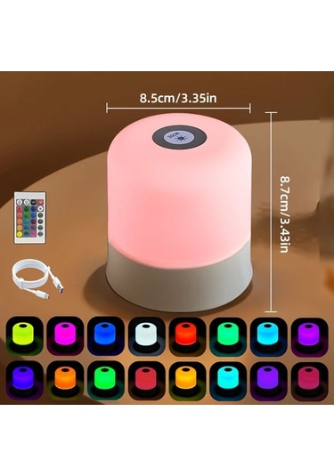 Boatshop1 Modern Dokunmatik Kontrollu 16 Renk Led Komodin Lambasi Uzaktan Kumandali 3 Mod Usb Sarj Edilebilir Pil Yatak Oturma Odasi Ve Kamp Icin Ahşap