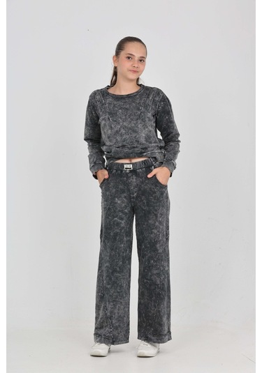 Toontoy Kız Çocuk Asit Yıkamalı Eşofman Takım Ekru