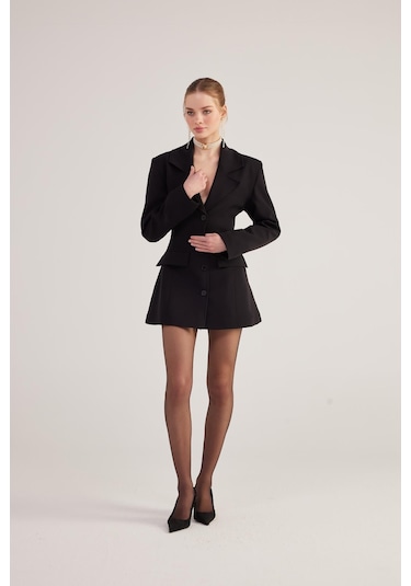 Holly Lolly Belden Oturmalı Fit Kesim Deja Blazer Ceket Siyah