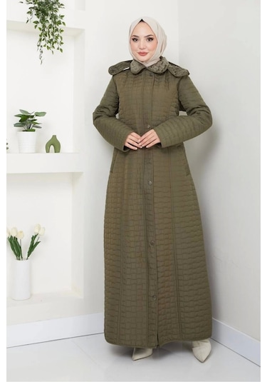 İçi Kürklü Tam Boy Kaban Mont - Haki / M0102 Haki
