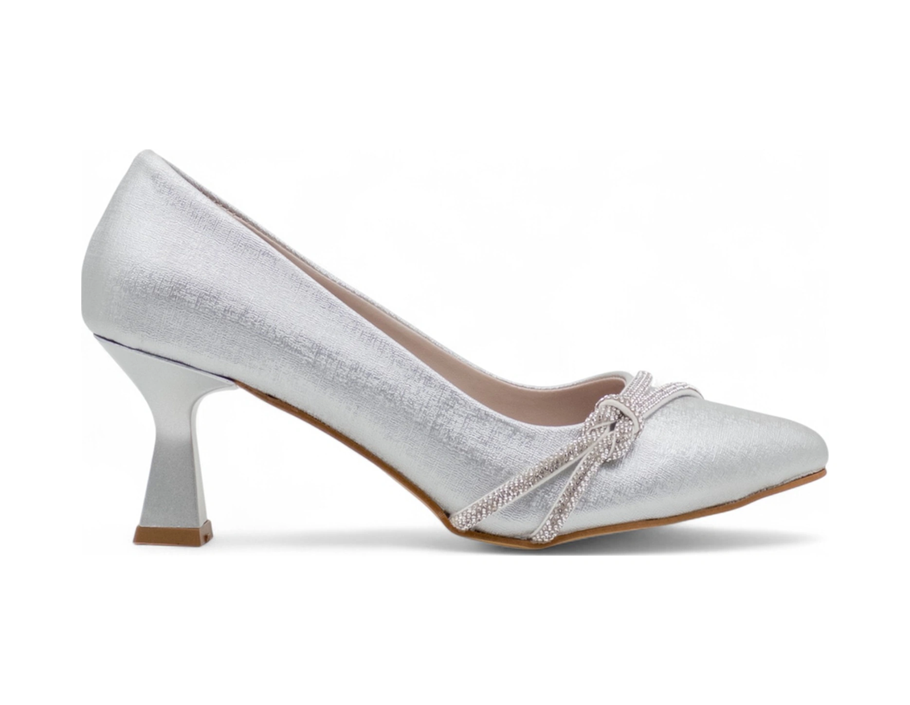 Bilener 0803 Taşlı Kadın Stiletto GÜMÜŞ