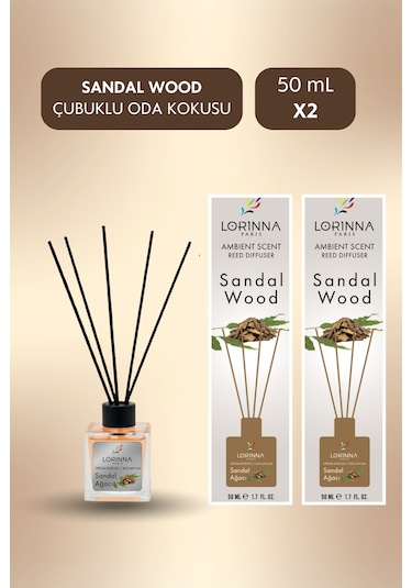 Sandal Wood Çubuklu Oda Kokusu Set 2x50 Ml Sandal ağacı
