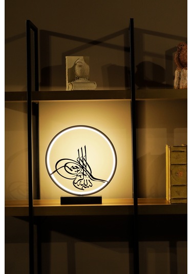 Led Işıklı Tuğra Figürlü Metal Masa Ve Gece Lambası Osmanlı Temalı Dekoratif Aydınlatma Tuğra