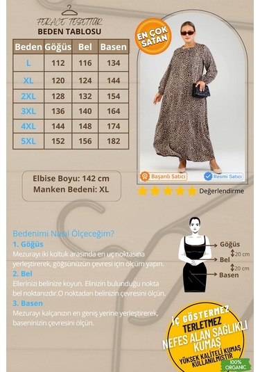 Kadin Buyuk Beden Viskon Tesettür Elbise 001