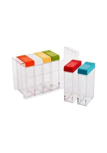 Createtech Mutfak Baharat Konteyneri 6in1 Çeşni Dağıtıcı Tuz Kutusu Şeffaf