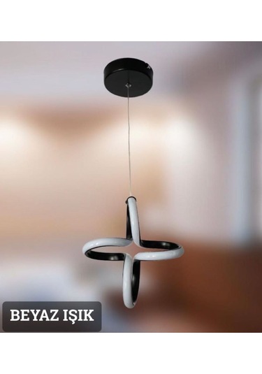 Modern Sarkıt Led Avize Siyah Kasa Beyaz Işık Siyah