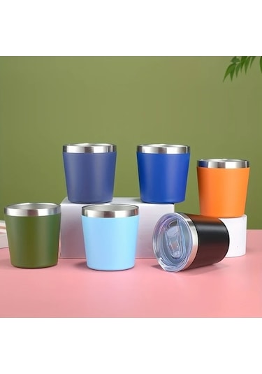 Trendooze Yeşil 8oz Mini İzole Süt Bardağı Çift Katlı Paslanmaz Çelik Termos Taşınabilir Kahve Şarap İçin Yeşil