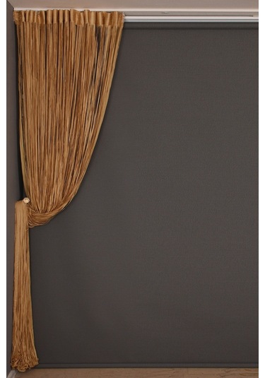 Düz Ip Model Gold Renk Hazır Ip Perde 300x280