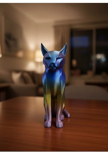 Rainbow Renkli Kedi Biblosu Dekoratif Masa Ve Raf Süsü