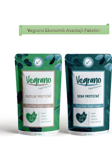 Vegrano Bezelye Proteini 100 G + Vegrano Soya Proteini 100 G