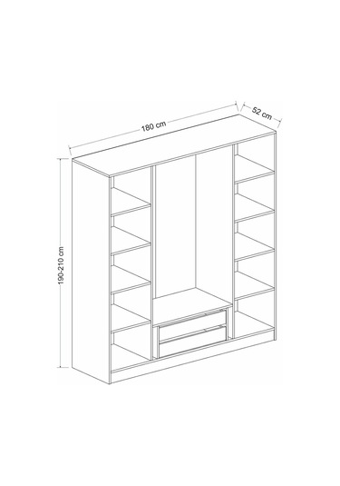 Minar Kale 4 Mebran Panjur Kapaklı 2 Çekmeceli Dolap Beyaz/beyaz 190cm Beyaz