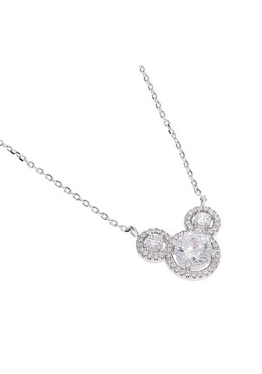 Kadın Üçlü Yuvarlak Taş Detay Gümüş Kolye Gümüş