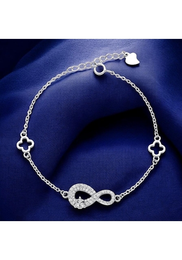 Servi 925 Ayar Gümüş Infinity Clover Bileklik-20