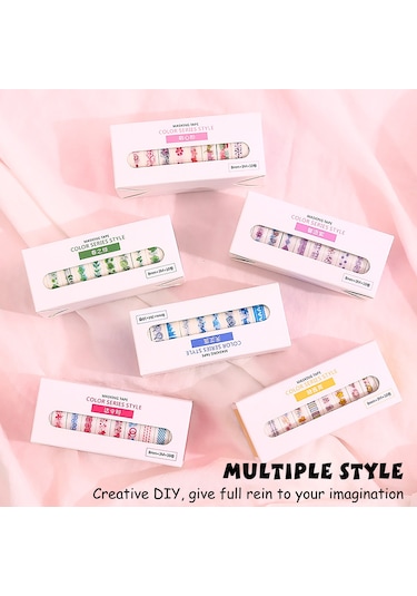 Geeroyoo "10 Rulo Renkli Washi Bant Seti - Dıy Günlük Dekorasyon Ve Hediye Paketleme İçin"