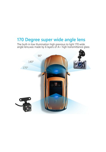 Xindoker Araç İçin 1080p Full Hd Dvr, Ön-arka İki Kamera, Gece Görüşü, Otomatik Kayıt Ve Park Monitörü