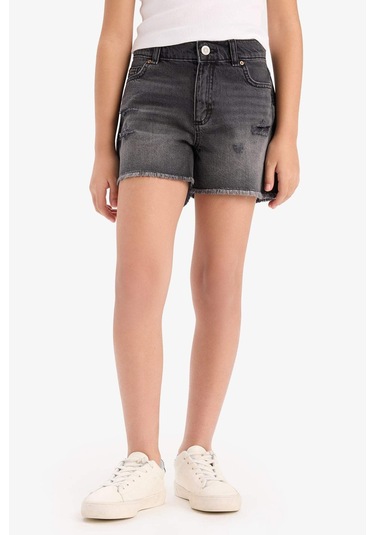 DeFacto Kız Çocuk Yırtık Detaylı Pamuklu Jean Şort D7106A825SMNM36