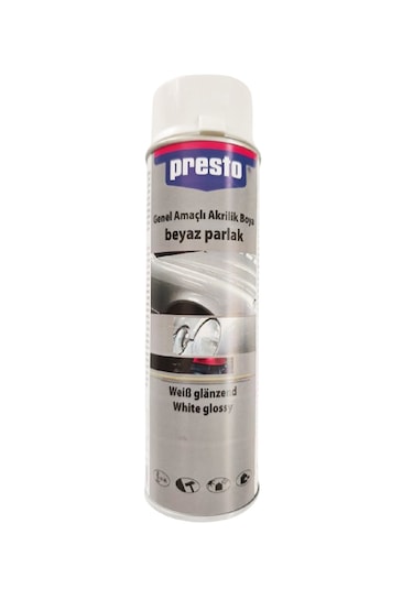 Presto Parlak Beyaz Sprey Jant Boyama Seti+vernik+astar 500 Ml.