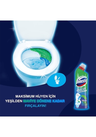 Domestos Renk Değiştiren Tuvalet Uzmanı Temizleyici ve Kireç Çözücü 2 x 750 ML