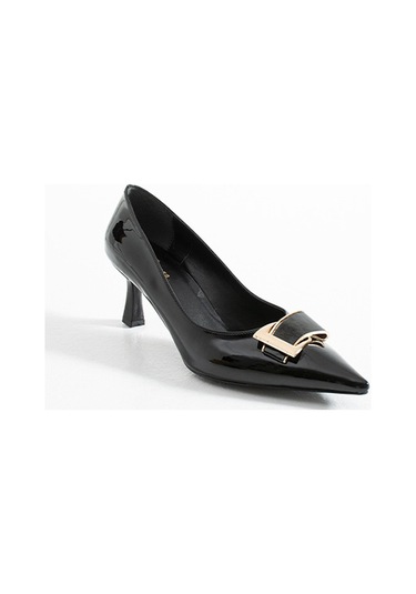 315251140-1 Siyah Suni Rugan Topuklu Kadın Ayakkabısı Siyah