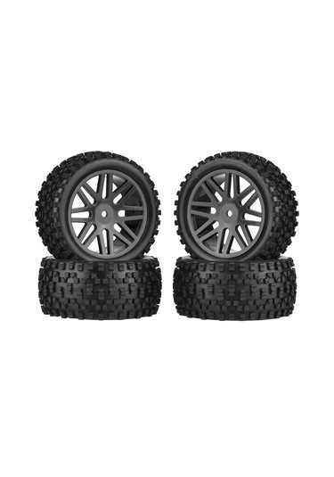 Maiyame 1:10 Ölçekli 4x4 Rc Araçlar İçin 85mm Siyah Kauçuk Lastikler, Jantlı, Yüksek Tutuş, Engelleri Kolay Aşar