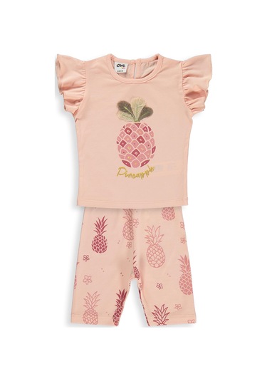 Civil Baby Ananas Baskılı 6-18 Ay Takım - Pudra Somon