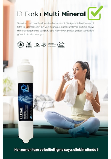 12 L Çelik Tank 15 Aşama Multi Mineral Su Arıtma Cihazı Hmaxs4512