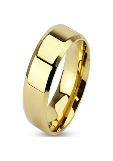 Chavin Sarı Parlak Çelik Bayan Erkek Alyans Yüzük Cd78 Altın
