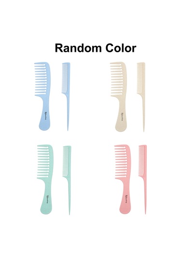 Samdoo Buğday Sapı İki Adet Saç Taraması Seti - Geniş Ve Dar Dişli, Statik Üretmez, Saç Ve Kafa Derisini Korur, Rastgele Renk