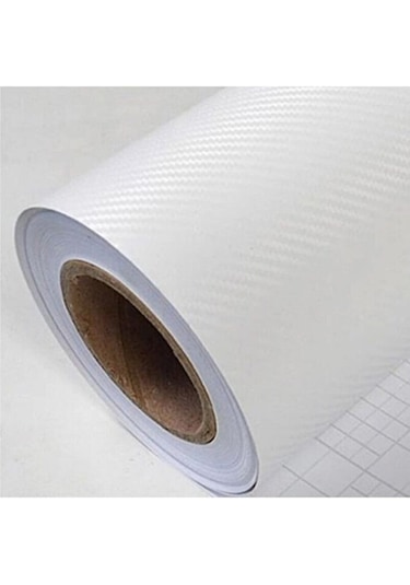 Beyaz Karbon Folyo 3d Hava Kanallı Araç Kaplama Folyosu 152cmx1m