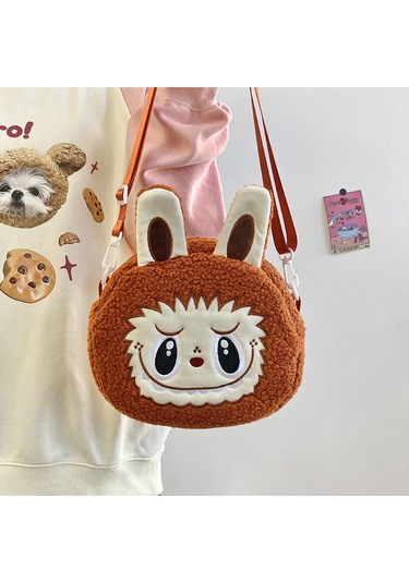 Snapbuy Labubu Tasarımlı Peluş Çapraz Çanta Turuncu