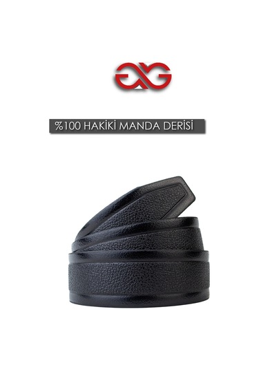 Özel Oval Kutulu Hakiki Manda Derisi Erkek Siyah Kot Kemeri Hediyelik ve Çeyizlik Kemer Siyah