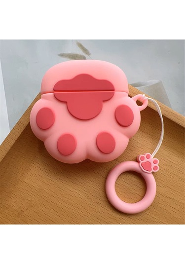 Apple Airpods Pro 3. Nesil 2025 Uyumlu Figürlü Silikon Kılıf Anahtarlıklı Kılıf Koyu Pembe