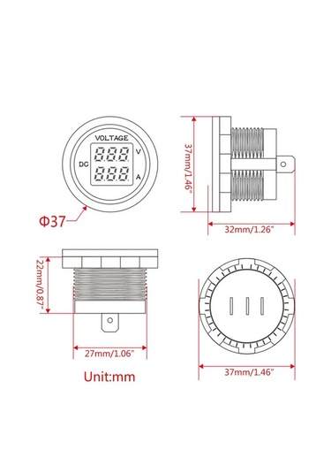Aek-tech Dc12v/24v Dijital Voltmetre Ampermetre