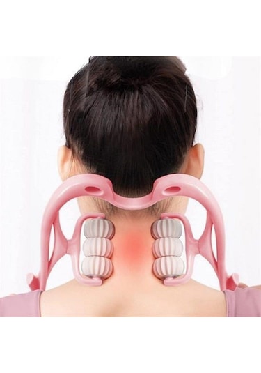 Çok Fonksiyonlu Manuel Altı Tekerlekli Boyun Masaj Aleti Beyaz