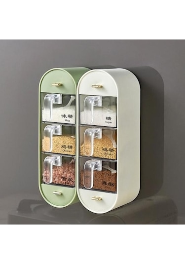 Novahub Beyaz Ekolojik Baharat Kabı, Pratik Duvara Monte Baharat Kutusu/ Beyaz