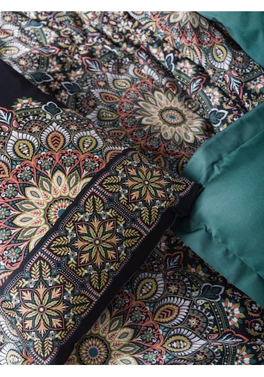 Cotton Box Ornate Saten Uyku Setı Cıft Kısılık Petrol Petrol