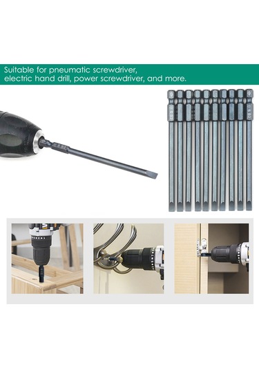 Neevoyu 10'lu Set S2 Çelik Manyetik Torna Ucu, Dayanıklı Darbeli, 10cm Uzunluk, Sl5, 1/4" Bağlantı, Yüksek Tork