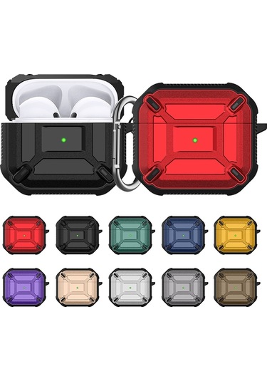 Airpods Uyumlu 3 İçin King Kong Armor Tpu + Pc Kulaklık Koruyucu Kılıf Siyah