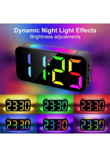 Folinda Rgb Led Renkli Saat Ve Gece Lambası - 8 Işıklı Mod, Çift Alarm, Aydınlatma Seviyeleri Ayarlanabilir Diğer