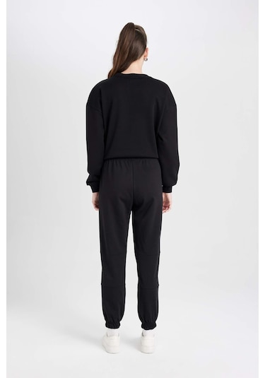 Defacto Beli Paçası Lastikli Cepli Uzun Boy Basic Düz Jogger Eşofman Altı D6646AX24WNBK81 Siyah