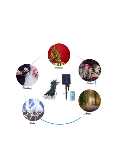 Lemestar 50 Led Renkli Güneş Enerjili Işık Süreci, 7 Metre Uzunlukta, Uzaktan Kumandalı, 8 Mod, Ip65 Su Geçirmez, Dış Mekan Dekorasyonu Çok Renkli