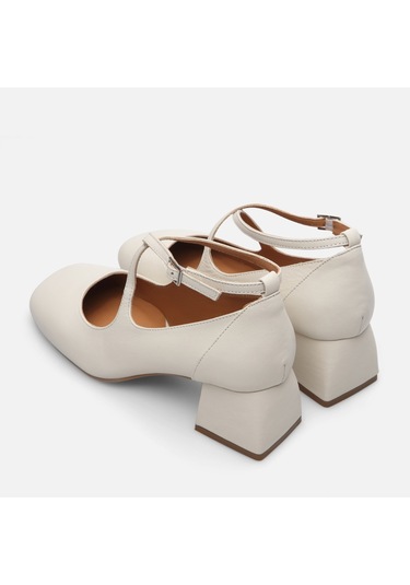 Hotiç Hakiki Deri Kemik Kadın Kalın Topuk 01ayh285100a400 Kemik