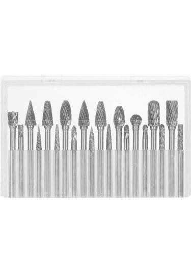 Yihemaoyi 1/8" Çift Kesim Karbür Döner Çapak Seti Şaft 20 Adet