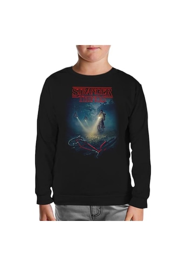 Stranger Things - Bicycle Siyah Çocuk Sweatshirt Siyah