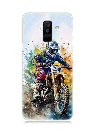 Samsung Galaxy A6 Plus Uyumlu Motorsikletçi Desenli Silikon Kılıf