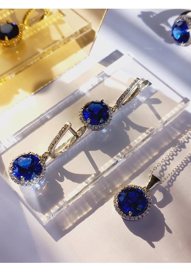 Gümüş Tanzanit Taşlı Vintage Tasarım Damla Kadın Set4