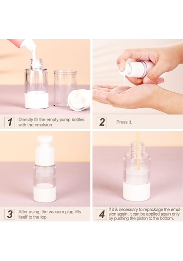 Novahub Kozmetik Seyahat Şişesi 15ml Havasız Pompalı Şişe 12 Adet Şeffaf, Kapaklı Şeffaf