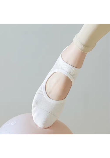 Gajeena Gri Pamuklu Fitness Pilates Çorapları - Silikon Anti Kayma, Ter Emici, İç Mekan Sporu İçin Açık Gri